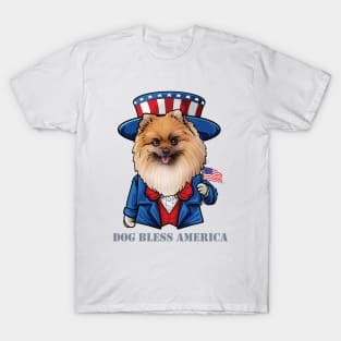 Pomeranian Dog Bless America T-Shirt